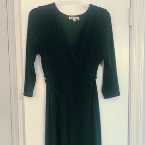 Forest green faux wrap dress